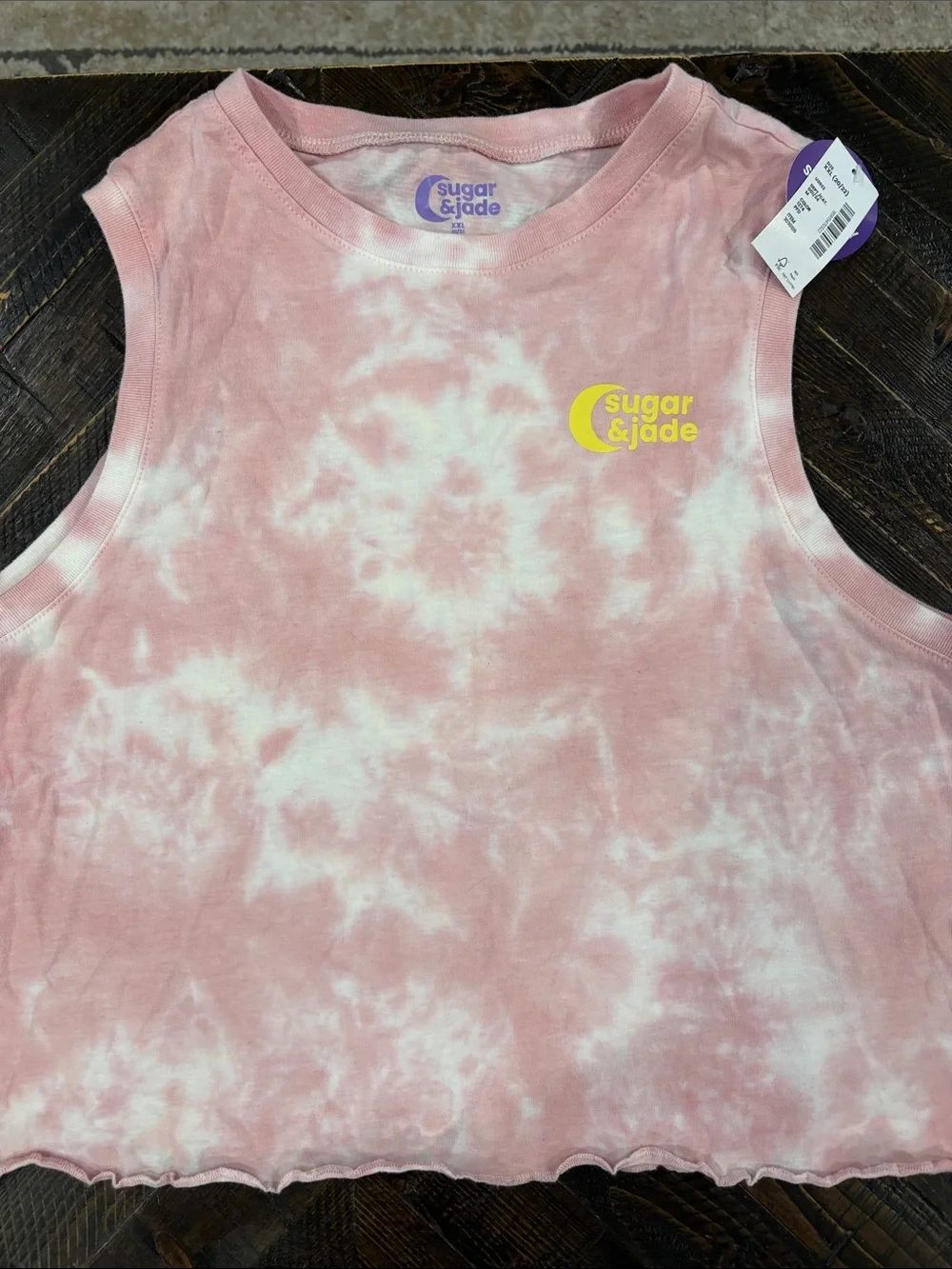 Justice Pink Tie-Dye Tank Top with Yellow Logo